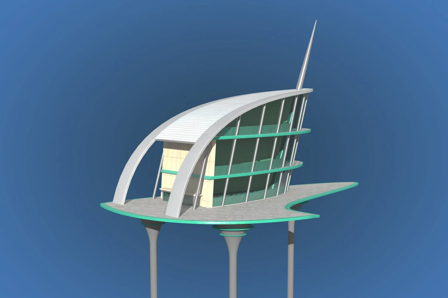 futuristic architecture skyscraper 04 3D Model .c4d .max .obj .3ds .fbx .stl .blend