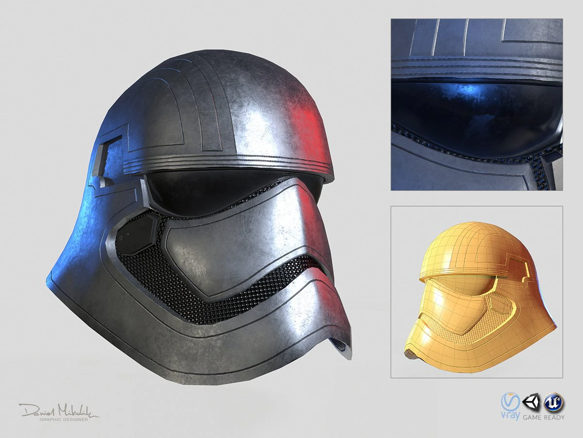 phasma helmet pbr low poly 3D Model .c4d .max .obj .3ds .fbx .stl .blend 
