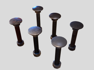 flat head bolt nut pbr 6 pack 3D Модель
