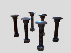 flat head bolt nut pbr 6 pack 3D Model