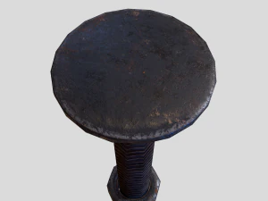 flat head bolt nut pbr 6 pack 3D Model