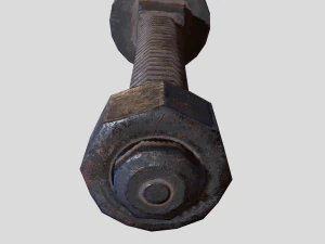 flat head bolt nut pbr 6 pack 3D Model