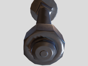 flat head bolt nut pbr 6 pack 3D Модель