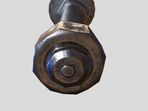flat head bolt nut pbr 6 pack 3D Model