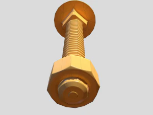 flat head bolt nut pbr 6 pack 3D Model