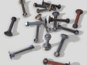 flat head bolt nut pbr 6 pack 3D Модель
