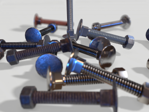 flat head bolt nut pbr 6 pack 3D Модель