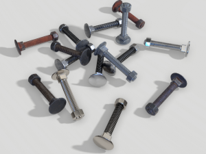 flat head bolt nut pbr 6 pack 3D Модель