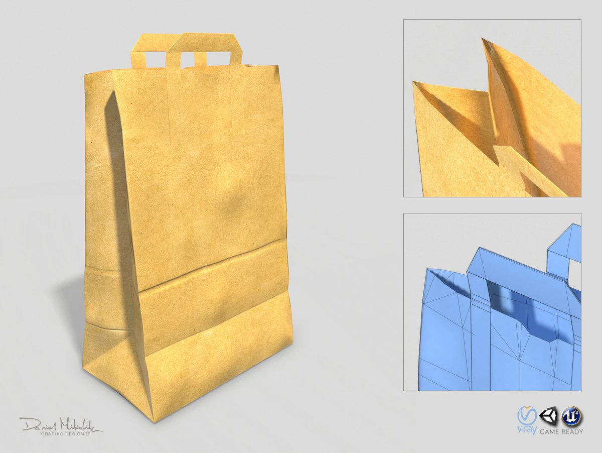 paper bag pbr low poly 3D Model .c4d .max .obj .3ds .fbx .stl .blend 