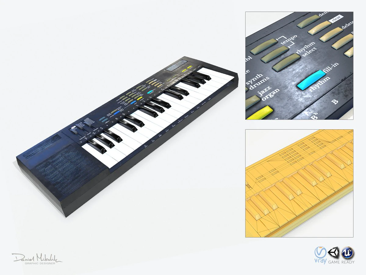synthesizer pbr low poly 3D Model .c4d .max .obj .3ds .fbx .stl .blend 