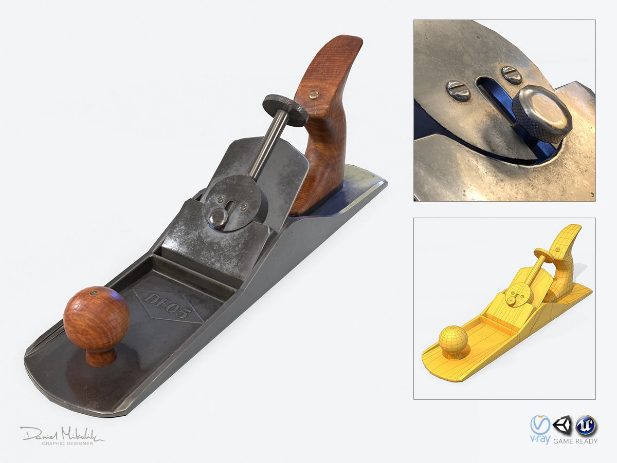 vintage plane pbr low poly 3D Model .c4d .max .obj .3ds .fbx .stl .blend 