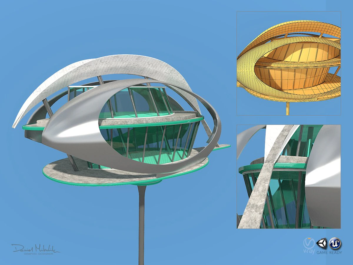 futuristic architecture skyscraper 06 3D Model .c4d .max .obj .3ds .fbx .stl .blend 