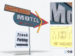 motel sign pbr 3D Модель