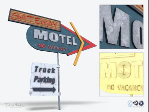 sinal de motel pbr Modelo 3D