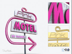motorway sign pbr pink motel 3D Модель