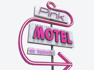 знак автомагістралі pbr рожевий мотель 3D Модель