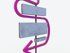 знак автомагістралі pbr рожевий мотель 3D Модель