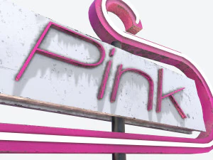 знак автомагістралі pbr рожевий мотель 3D Модель