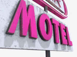 знак автомагістралі pbr рожевий мотель 3D Модель