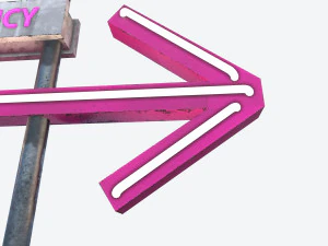 знак автомагістралі pbr рожевий мотель 3D Модель