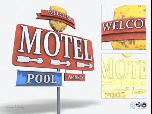 motorway motel sign pbr 3D Модель