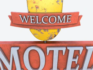 motorway motel sign pbr 3D Model
