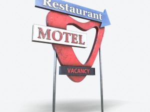 motorway motel sign pbr 3D Model