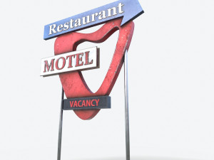 motorway motel sign pbr 3D Model