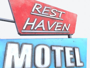 motorway motel sign pbr Model 3D