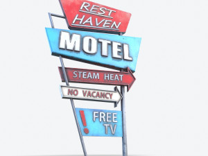 motorway motel sign pbr Model 3D