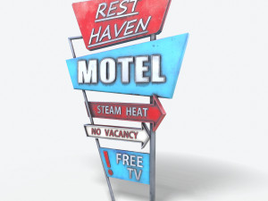 motorway motel sign pbr Model 3D