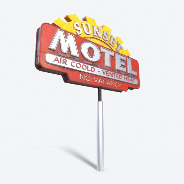 motorway motel sign pbr Modelo 3D .c4d .max .obj .3ds .fbx .stl .blend 