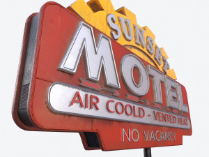 motorway motel sign pbr Modelo 3D