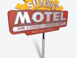 motorway motel sign pbr Modelo 3D