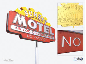 motorway motel sign pbr Modelo 3D