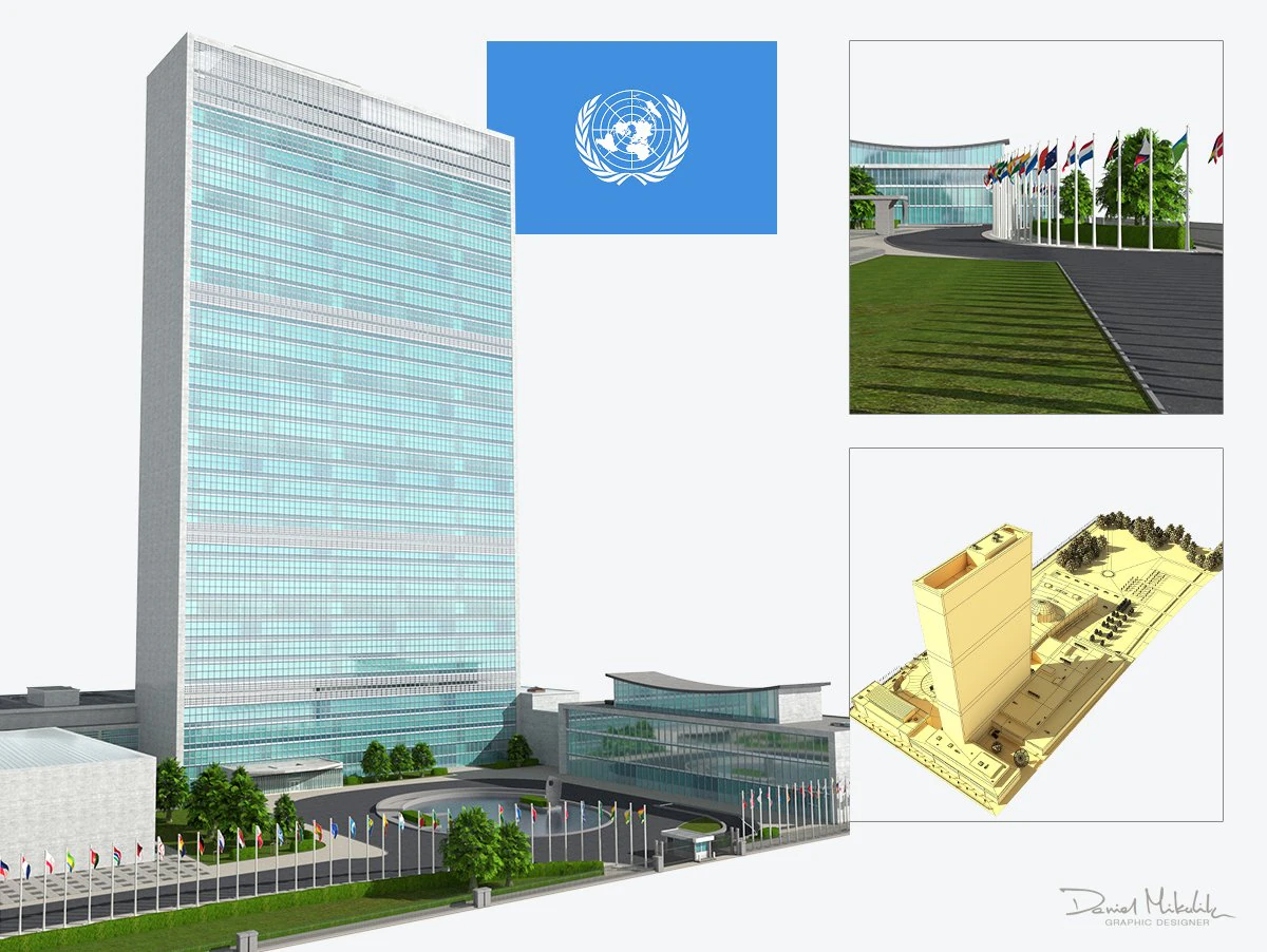 united nation headquarter 3D Model .c4d .max .obj .3ds .fbx .stl .blend