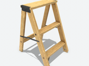 wooden stool animated rig pbr 3D Model
