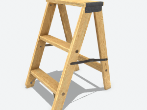 wooden stool animated rig pbr 3D Model