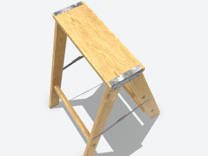 wooden stool animated rig pbr 3D Model
