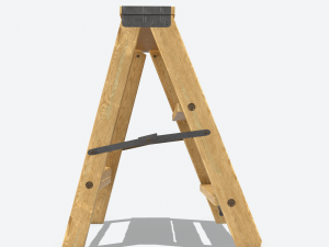 wooden stool animated rig pbr 3D Model