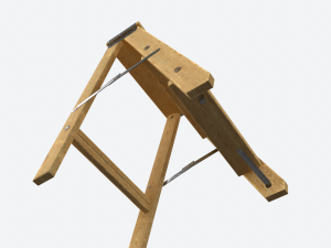 wooden stool animated rig pbr 3D Model