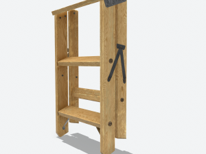 wooden stool animated rig pbr 3D Model