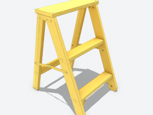 wooden stool animated rig pbr 3D Model
