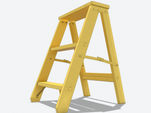 wooden stool animated rig pbr 3D Model