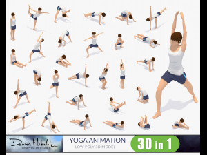 30 yoga pose animations bundle woman 3D 模型