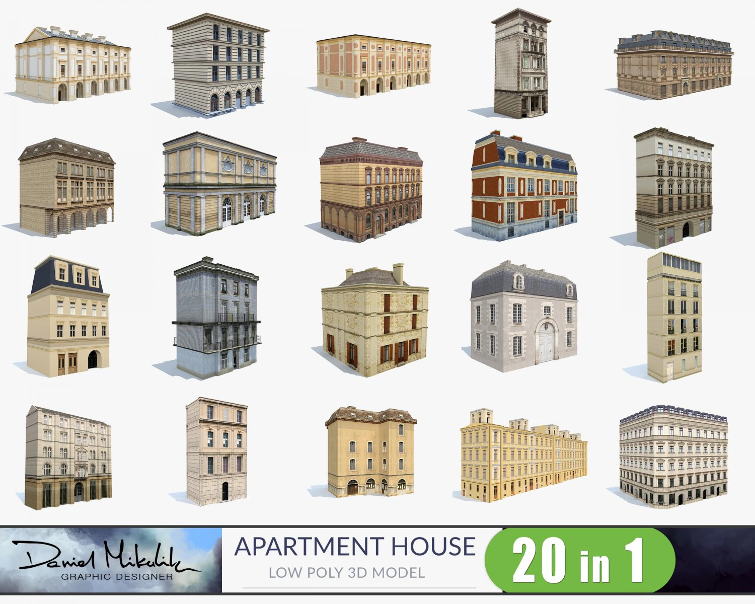 apartment house bundle pack 20in1 3D Model .c4d .max .obj .3ds .fbx .stl .blend