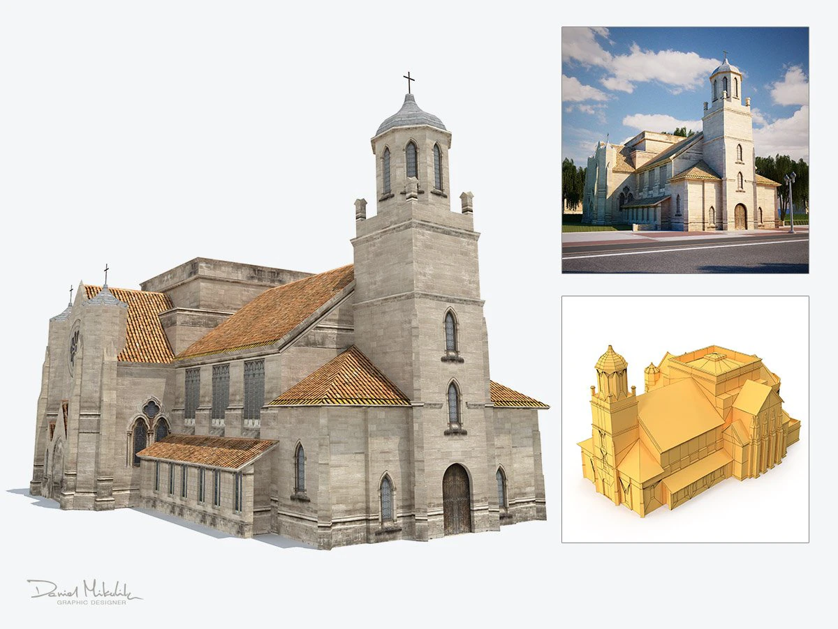 church building 169 3D Model .c4d .max .obj .3ds .fbx .stl .blend 