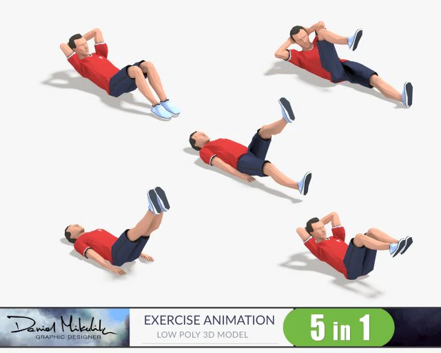 5 paket kecil animasi latihan Model 3D .c4d .max .obj .3ds .fbx .stl .blend 