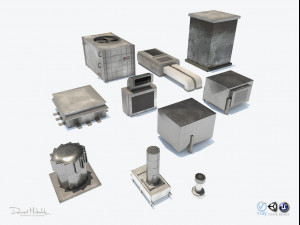 aluminium rooftop elements pack 3D Model