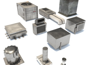 aluminium rooftop elements pack Model 3D
